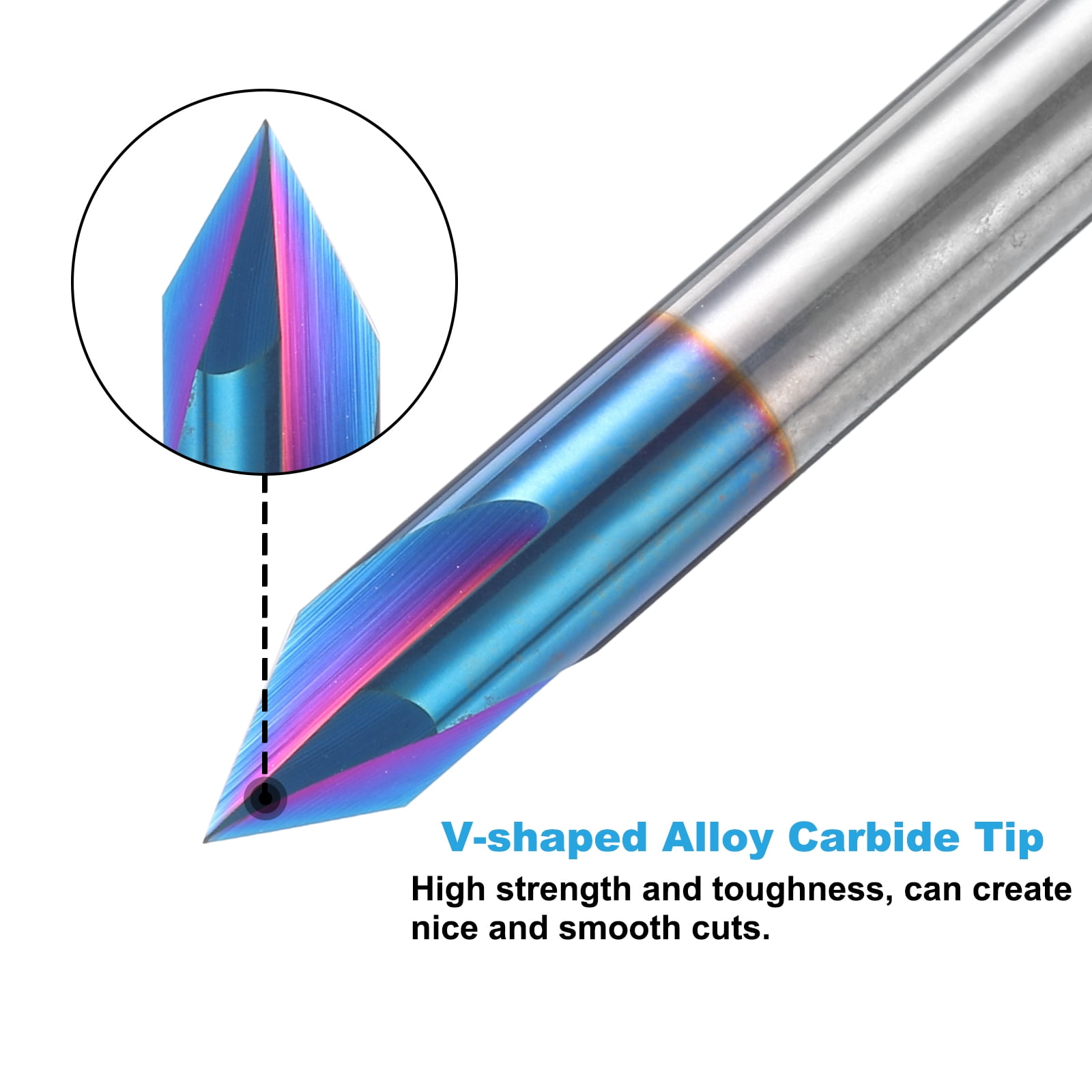 Uxcell 60 Degree V Groove Engraving Router Bit for CNC Tip and 3 Flutes 1/4 inch Shank Carving Bit Carbide End Mill