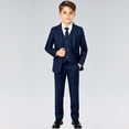 thumbnail image 2 of Boys Summer Outfits Formal Suit Set with Jacket Shirt Tie and Pants for Occasions Boys' Clothing Sets Blue G, 2 of 5