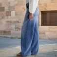 thumbnail image 2 of Wide Leg Jeans for Women Mid Waist Baggy Decor Denim Washed Pants Blue XL, 2 of 7
