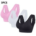 thumbnail image 5 of WREESH 3 Pack Support Bra Adaptive Bra Women Lace Splicing Glossy Comfortable Breathable Bra Underwear No Underwire Bras Underwear Pink, 5 of 9