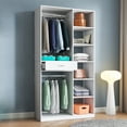 thumbnail image 3 of Amkui 74" Closet Organizers System and Storage,Corner Closet System with Drawers 8 Shelves 2 Hanging Rods,Wood Freestanding Closet Shelving Walk in Closets, 3 of 10
