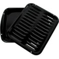 thumbnail image 2 of SPL50016 Large 2-Piece Broiler Pan & Grill Set Porcelain-on-Steel 16-1/2"x12-3/4"x1-3/4" Broiler Pan for Oven, Black &  15" x 10.5" Premium Nonstick, 2 of 7
