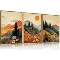 FCCUYE Large Boho Southwest Mountain d Canvas Wall Art,Abstract Desert Colorful Wall Decor,Nature Moon and Sun Wall Painting,Bohemian Artwork for Living Room,Bedroom,Dining Room,Office -16"x24"x3