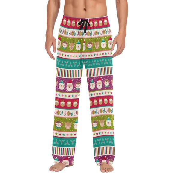 GZHJMY Christmas Santa Pajama Pants for Men, Lounge Pants Lightweight Men Pajama Bottoms with Drawstring Pockets, Christmas New Year Birthday Gifts, X-Large