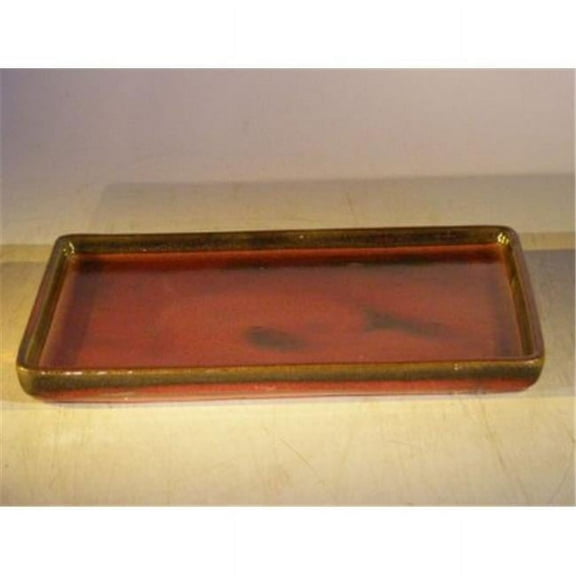 Bonsai Boy e2901 Ceramic Humidity & Drip Bonsai Tray, Parisian Red - Rectangle