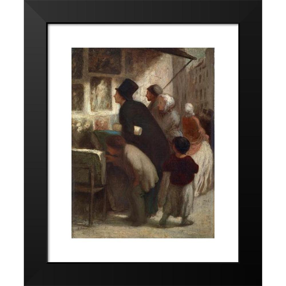 Honoré Daumier 11x14 Black Modern Framed Museum Art Print Titled - Outside the Print-Seller's Shop (C. 1860-1863)