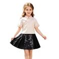 thumbnail image 2 of Girls Chinese Embroidered Pleated Skirt, Floral A-Line Midi Skirt with Elastic Waist for Kids, 2 of 4