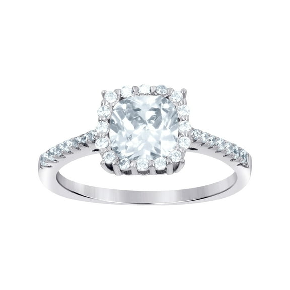 925 Sterling Silver Womens Cushion-cut Round Cubic Zirconia Square Head Fashion Ring Size 5 9.2mm Long Ring for Women