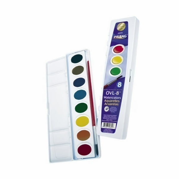 Prang Professional Watercolors 8 Assorted Colors Oval Pan Palette Tray (Pack of 5)