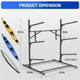 thumbnail image 5 of Heavy-Duty 3-Tier Freestanding Kayak Storage Rack – Adjustable Metal Stand for Kayaks, Canoes, SUPs & Surfboards with 4 Paddle Hooks – Garage, Dock, Indoor/Outdoor Use – Black, Three-Layer Shelf, 5 of 6