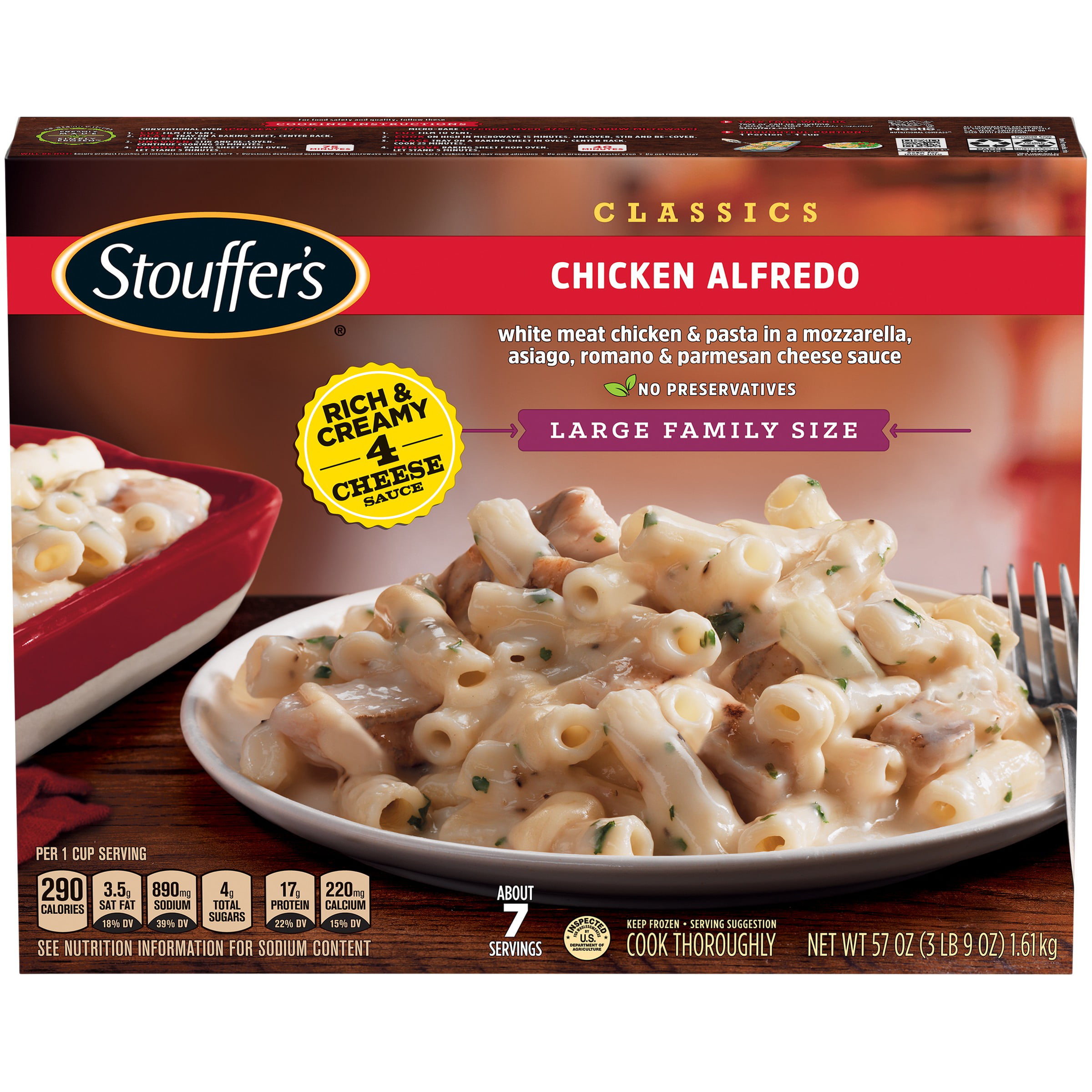 STOUFFER’S CLASSICS Chicken Alfredo, Large Family Size Frozen Meal