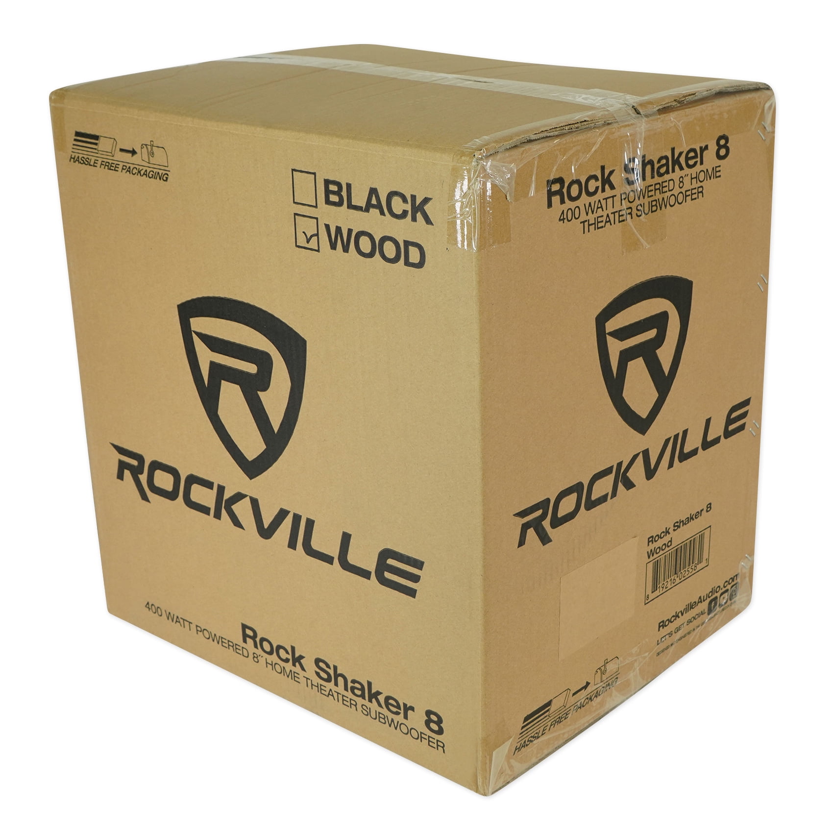 Rockville Bluetooth Home Receiver+(4) 6.5" Wood Bookshelf Speakers+8" Subwoofer + Rockville R14GSBR100 Red/Blk 14 Gauge 100' Ft. Mini Spool Car Audio Speaker Wire