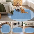thumbnail image 6 of Sky Blue Retro Greek Key Large Area Rugs for Bedroom Living Room, Soft Non Slip Carpet Bedside Rug, Geometric Greece Ancient Farmhouse Round Floor Cover Kitchen Accent Rug 4' for Dining Room/Office, 6 of 9