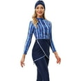 thumbnail image 2 of OBEEII Muslim Swimsuits For Women 3 Pieces Long Sleeve Modest Swimwear Lslamic Arabic Swimming Costume Hijab Burkini S Denim Blue, 2 of 5