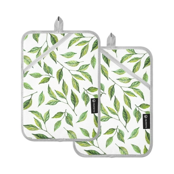 ALAZA Leaves Pot Holders Set of 2 Heat Resistant Kitchen Oven Mitts