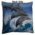 thumbnail image 2 of PKQWTM Dolphins Waves Hawaii Pacific Ocean Wildlife Marine Animals Reversible Mermaid Cushion Cover Home Decor Sequin Pillow Case Size 16x16 inches, 2 of 2