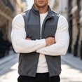 thumbnail image 2 of Riecok Fleece Vest for Men with Pockets Sleeveless Stand Collar Zip up Jackets Thermal Solid Warm Casual Outerwear Dark Gray XL, 2 of 8