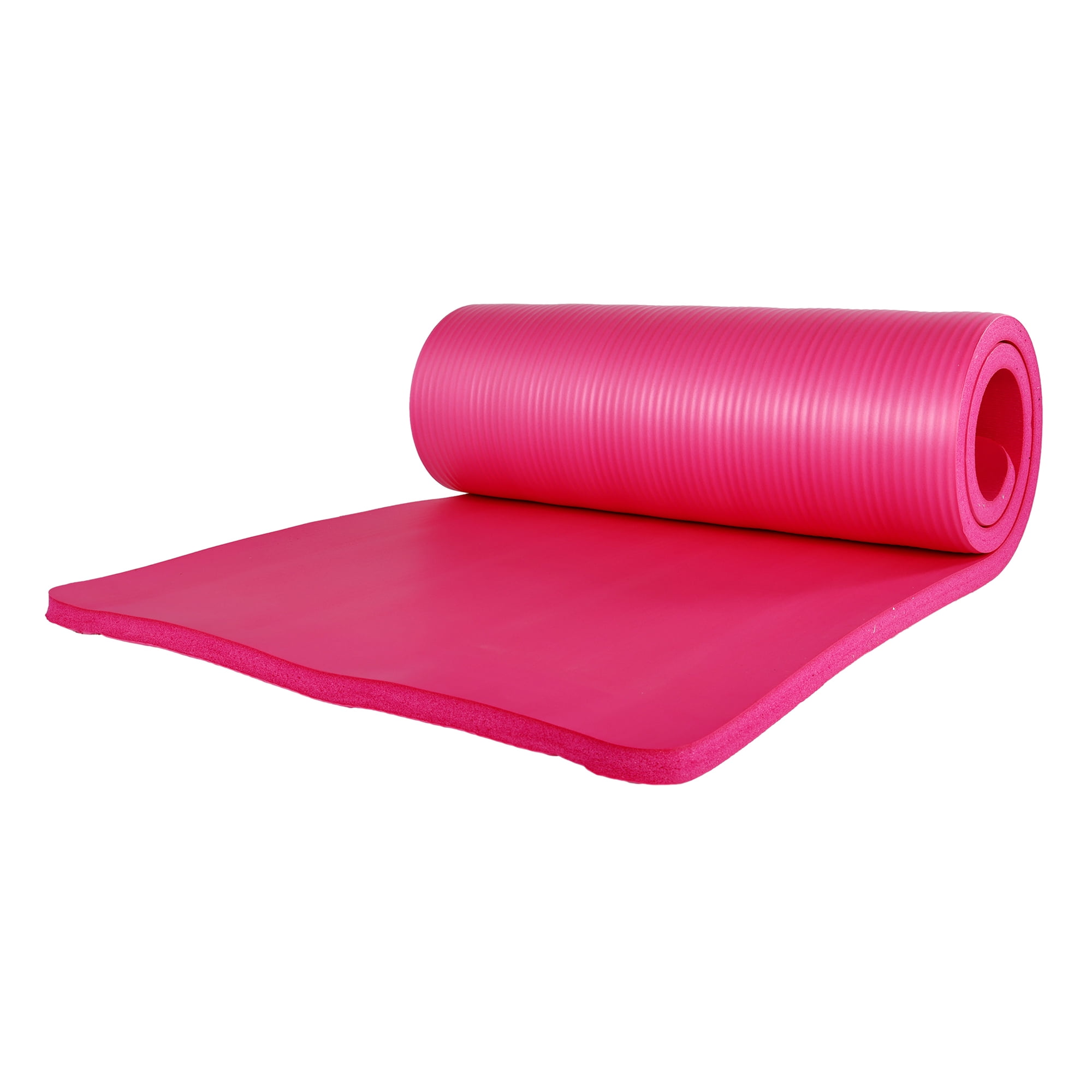 BalanceFrom Complete 7-Piece Yoga Set with 71” x 24” x 1” Extra Thick Mat, Pink