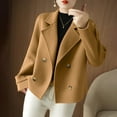 thumbnail image 7 of Zpanxa Women's Oversized Tweed Blazer Short Notch Lapel Wool Blend Long Sleeve Winter Layering Jacket Hoodless, 7 of 7