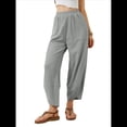 thumbnail image 2 of Pantalones Anchos y Holgados para Mujer, Estilo Palazzo Harén, Informales, con Cintura Elástica y Bolsillos. Gris L, 2 of 10