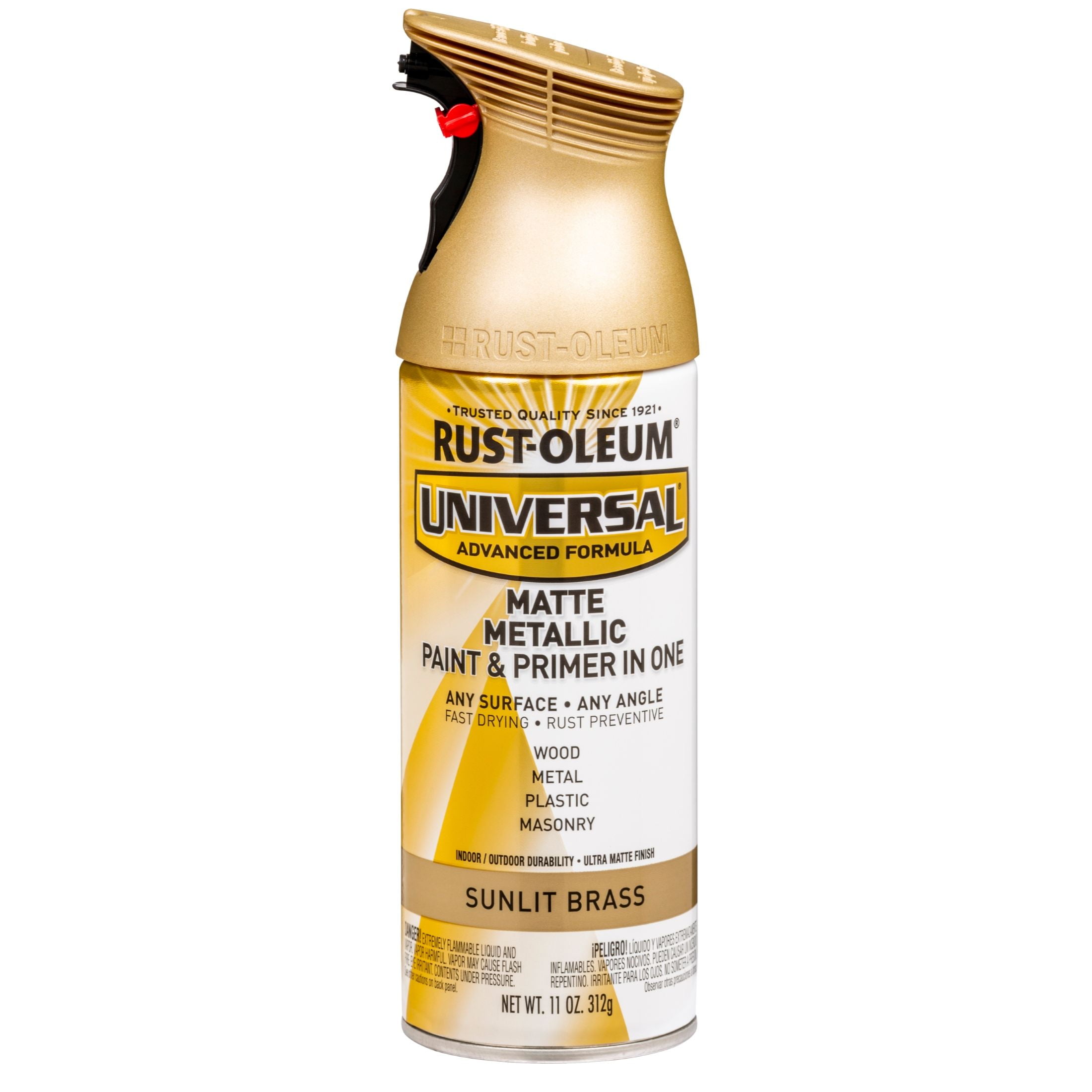 6 Pack, Sunlit Brass, Rust-Oleum Universal All Surface Interior/Exterior Matte Metallic Spray Paint-353093, 11 oz