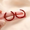 thumbnail image 5 of Minimalist Big Round Hoop Earrings for Women Lightweight Wine Red Velvet C Shape Open Hoops Earrings Fashion Vintage Y2K Half Huggie Hooped Christmas Holiday Jewelry for Mother Wife, 5 of 6