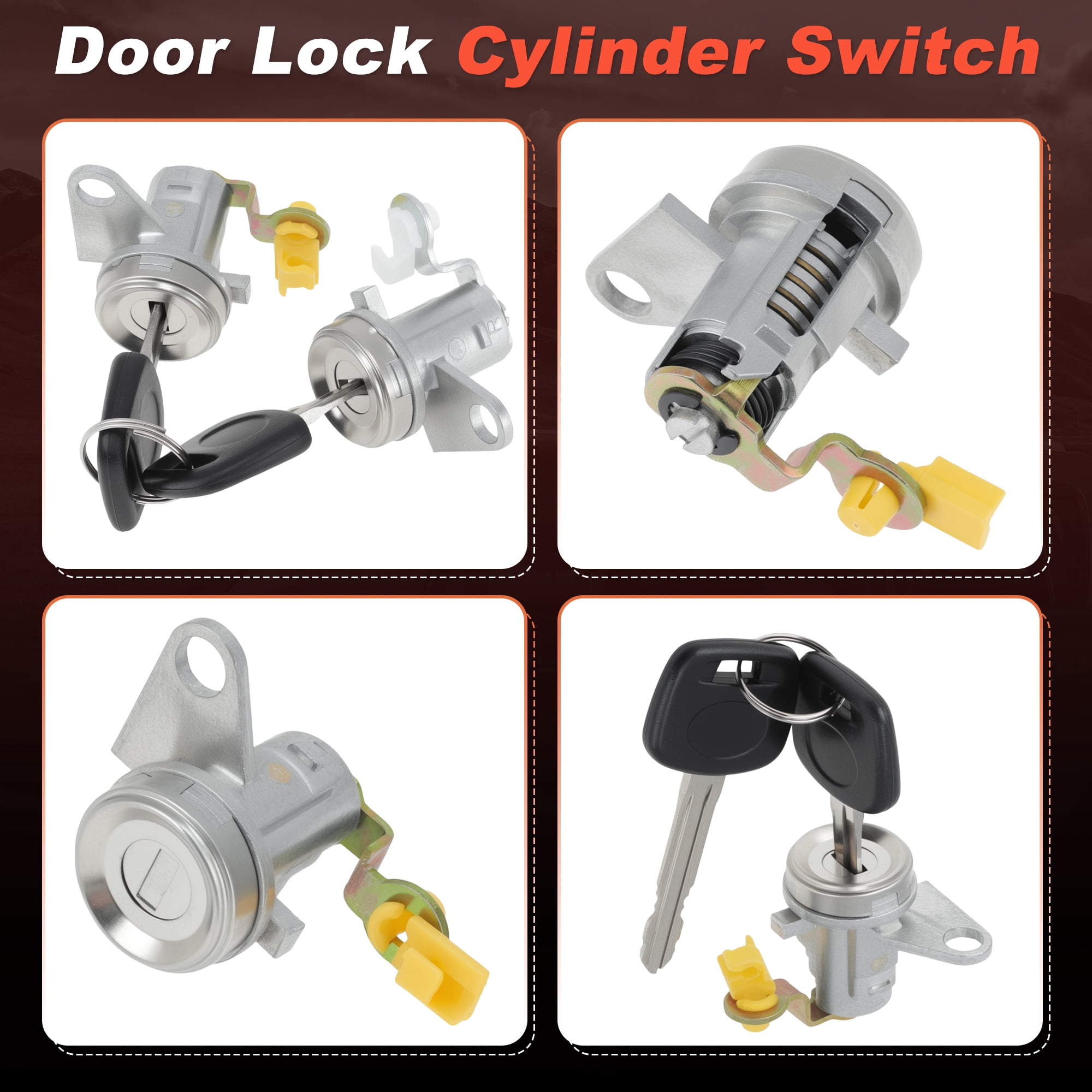 Unique Bargains Durable Door Lock Cylinder Set 69051-42050 for Toyota RAV4 1996-2004