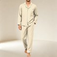 thumbnail image 5 of Delconic Mens Pajama Set Long Sleeve Button Front Sleepwear Set Loose Fit Top and Full Length Pants Loungewear Nightwear Khaki 2XL, 5 of 6