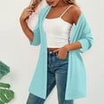 thumbnail image 7 of Htigea Women's Cardigans Half Sleeve Open Front Blouse Tops Solid Casual Lightweight Cardigan Sky Blue XL, 7 of 7