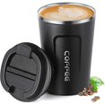 thumbnail image 1 of Insulated Coffee Mug, Double Wall Travel Mug Vacuum Insulation Stainless Steel with Reusable Mug, Tea and Beer 13oz, Black, 1 of 5