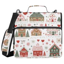 FORMRS Zipper Binder with Shoulder Strap 1.5-inch Ring 500 Sheet Capacity File Bag, Red Nordic Christmas House