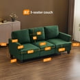 thumbnail image 4 of Ktaxon 83" Sofa with 3 Seater, Faux Suede Couch with Deep Seat, Ergonomic Design, Removable Cushions for Living Room Bedroom Office, Dark Green, 4 of 8