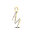 thumbnail image 2 of 10kt Yellow Gold Womens Round Diamond M Initial Letter Pendant 1/4 Cttw, 2 of 2