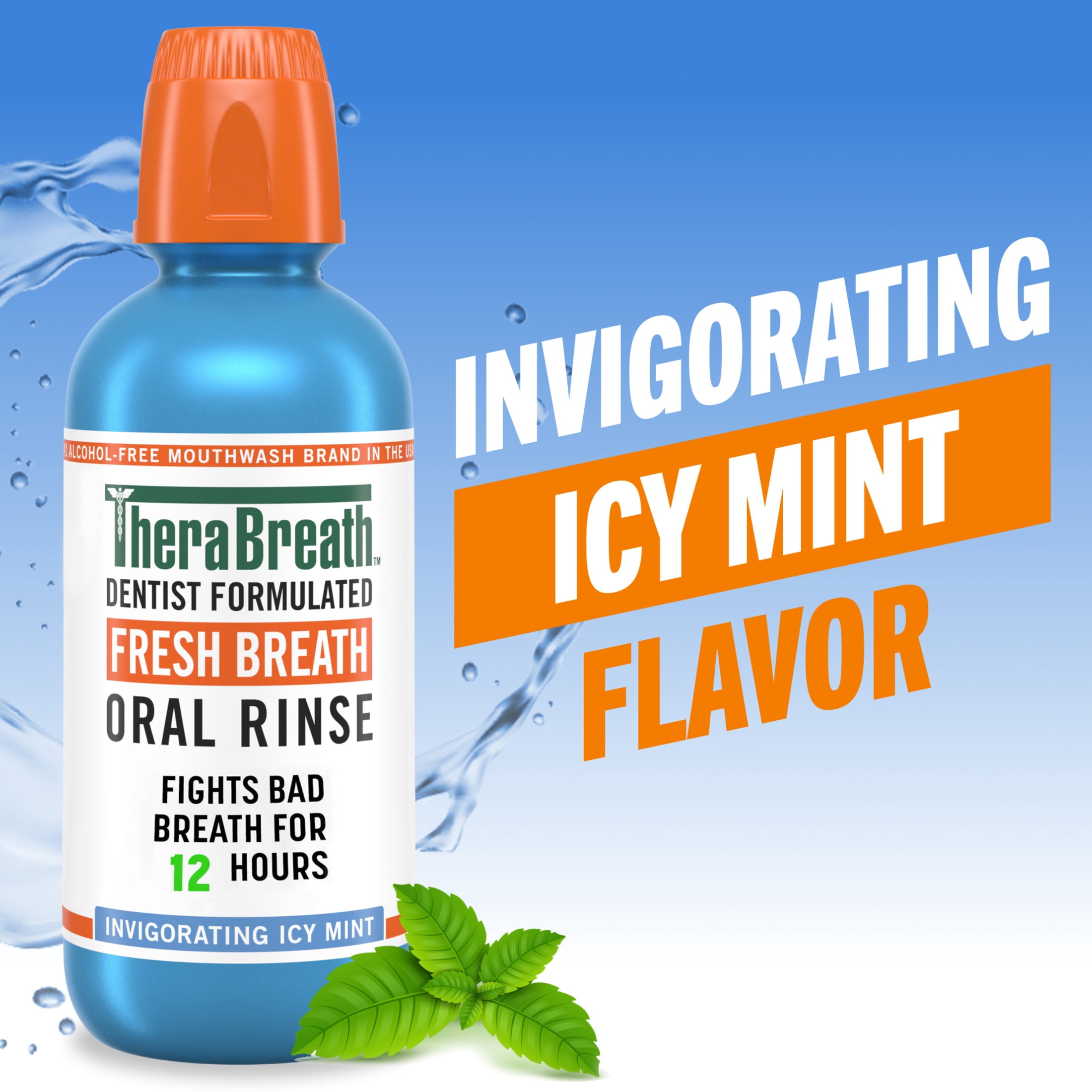 TheraBreath Fresh Breath Oral Rinse, Invigorating Icy Mint Flavor, 16 fl oz, 2 Pack