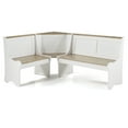 thumbnail image 4 of Linon Camden 3-Piece Coastal Corner Breakfast Nook Dining Set with Storage, White/Driftwood, 4 of 17