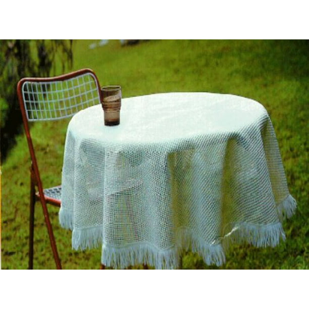 Outdoor Crochet Non Skid Vinyl, What Size Rug For 55 Inch Round Tablecloth