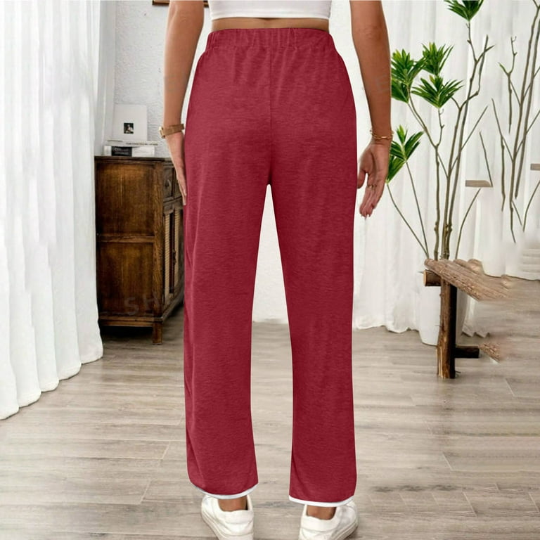 Baggy Wide Leg Sweatpants for Women Casual Loose Fleece Elastic