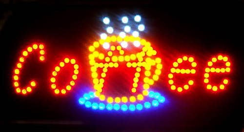 Ultra Bright LED Neon Animated Motion Java Cafe Coffee Tea Cup Open Sign L75 