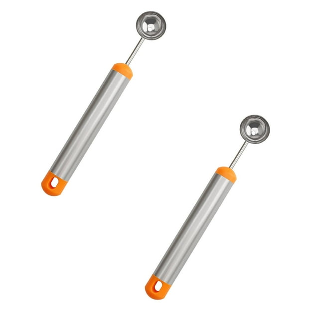 Oleegame 2PC Stainless Steel Cutlery Set Stainless Steel Ball Digging Spoon Ball Player Fruit Digging Watermelon Spoon Orange