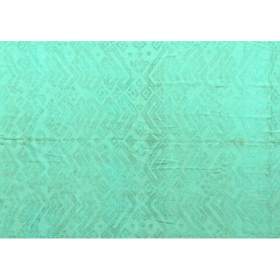 Ahgly Company Indoor Rectangle Solid Turquoise Blue Modern Area Rugs, 7' x 10'