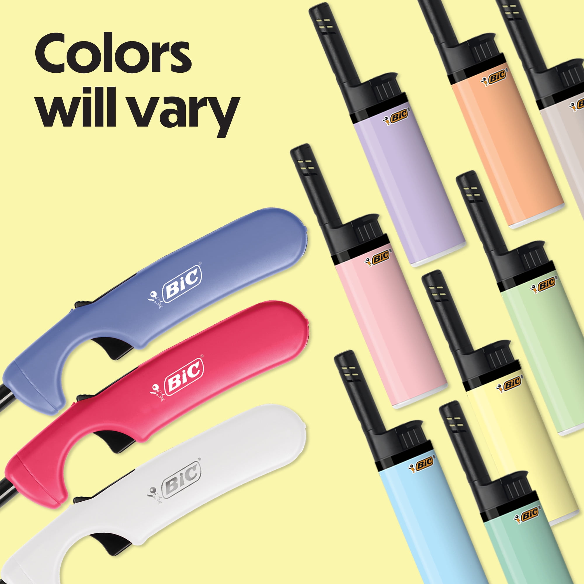 BIC Lighter Combination Pack, 4 Multi-Purpose and 2 EZ Reach, Assorted Pastel Colors