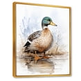 thumbnail image 2 of Designart "Minimalist Mallard at the Pond I" Animals Framed Wall Art - Traditional Blue Duck Entryway Framed Wall Art Print, 2 of 6