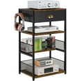 thumbnail image 3 of 4-Tier AV Media Stand with Drawer, Video Game Console Shelf with 2 Hooks, Audio Rack Tower Perfect for/Xbox/ PS5/Switch/Game Consoles/DVD/Record Player/Projector/Sky Box/TV Accessories, 3 of 9