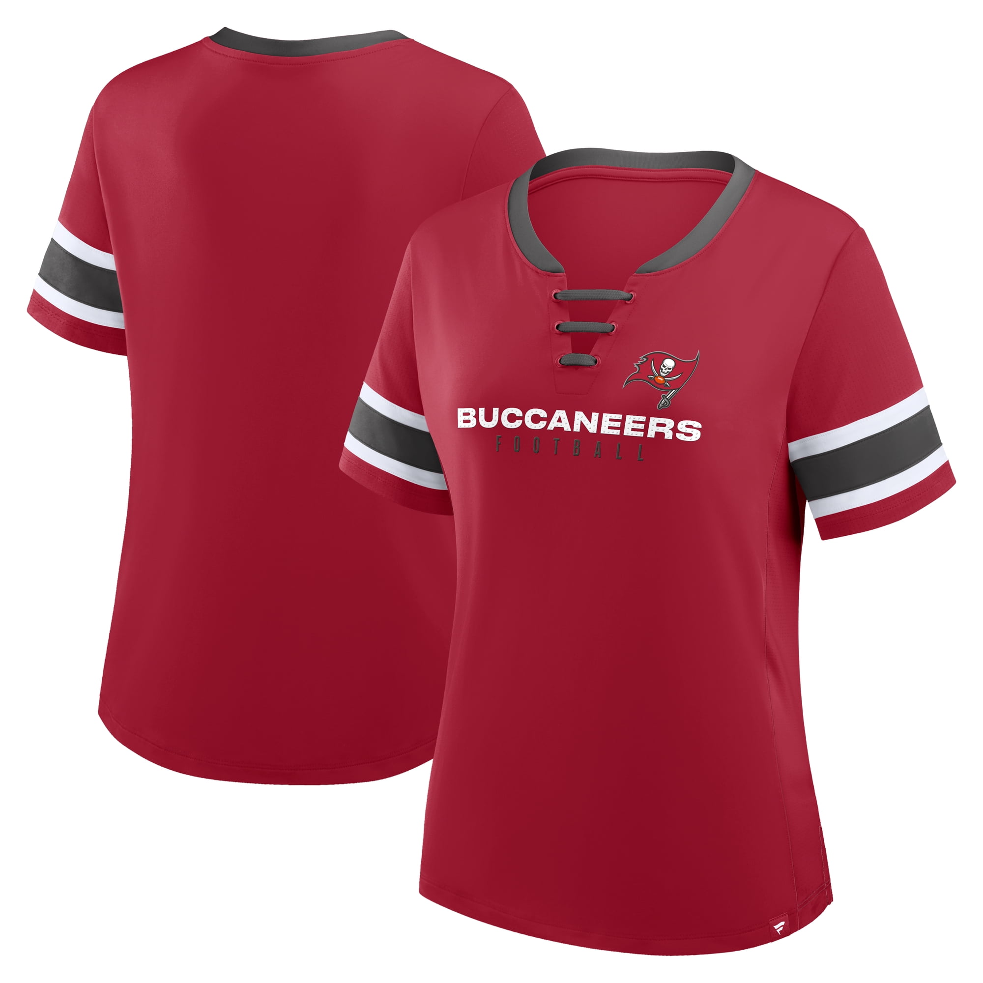Women's Fanatics Red Tampa Bay Buccaneers Redzone Draw Play Athena Lace-Up T-Shirt