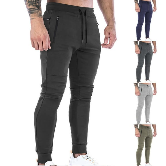 HAPIMO Men's Jogger Pants Cargo Zipper Pocket Sweatpants Outdoors Running Solid Color Elastic Waist Drawstring Trendy Trousers Casual Relaxed Sport Athletic Army Green L