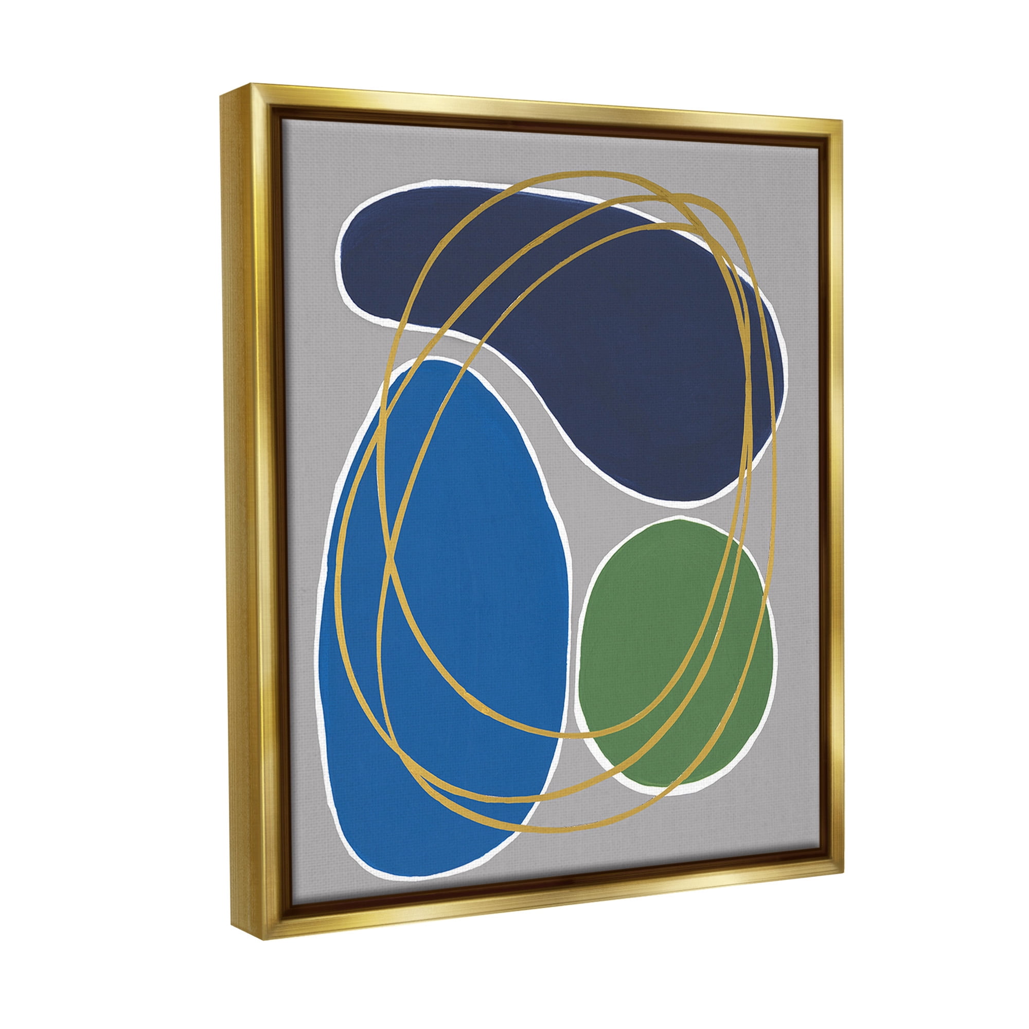 Stupell Industries Abstract Oblong Shapes Abstract Painting Gold Floater Framed Canvas Art Print Wall Art, 25 x 31