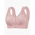 thumbnail image 2 of Lixiuxyad Women's Front Closure Floral Lace Bra Comfortable Support Underwire T Shirt Bralette Soft Wireless Everyday Wear,Bras for Women Pink 38, 2 of 6
