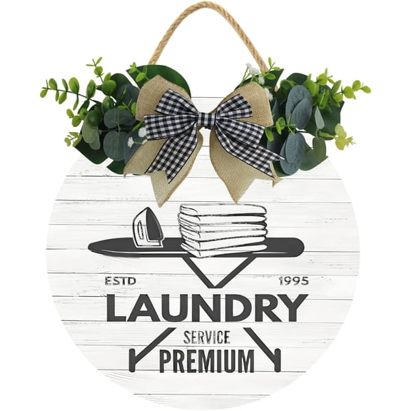 Eveokoki 12" Laundry Room Wooden Signs Rustic Family Farmhouse Laundry Room Wall Decor Vintage Bathroom Wall Sign Laundry Rules Hanging Printed Decor for Home Laundry Room