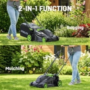 Steelite 17 Cordless Lawn Mower, 2x21V Battery Powered Walk-Behind Push Mowers,Electric Lawn Mowers with Brushless Motor, 2-in-1 Mulching & Bagging,6 Heights Adjustment, 2*4.0Ah Battery Included