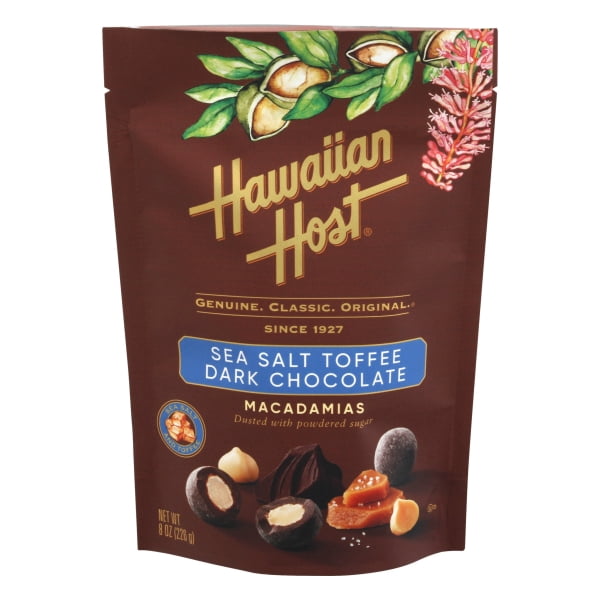 Hawaiian Host Sea Salt Toffee Dark Chocolate Macadamias 8 oz
